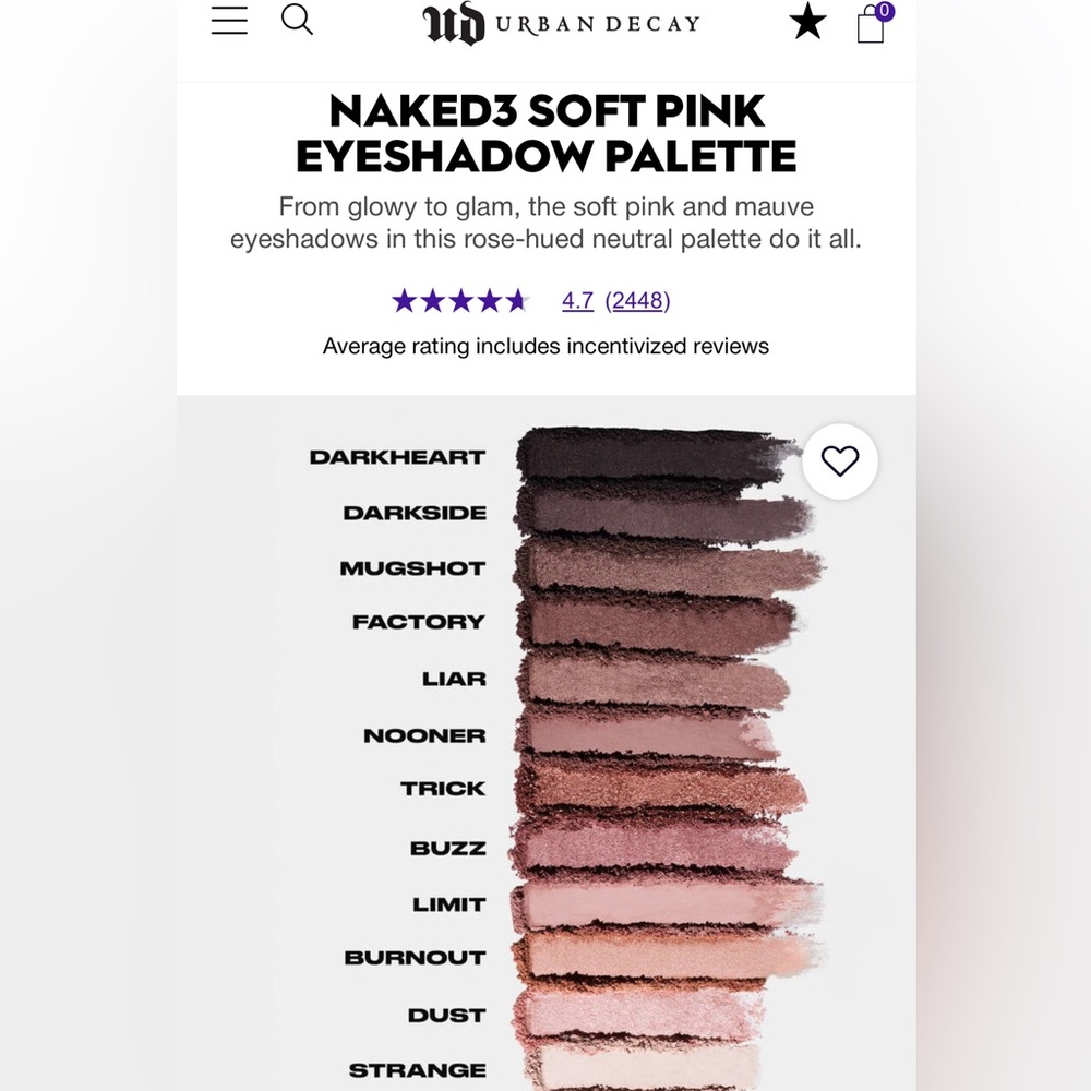 Urban Decay NAKED3 Soft Pink Eyeshadow Palette(Retail$59) - Picture 6 of 12